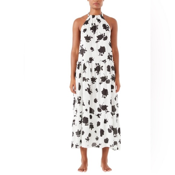kate spade Dresses Nwt Kate Spade Ivory And Black Floral Halter Tiered Flowy Maxi Dress